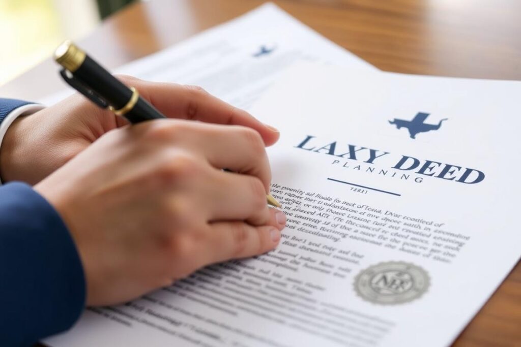 Lady Bird Deed document being signed to avoid medicaid estate recovery in texas