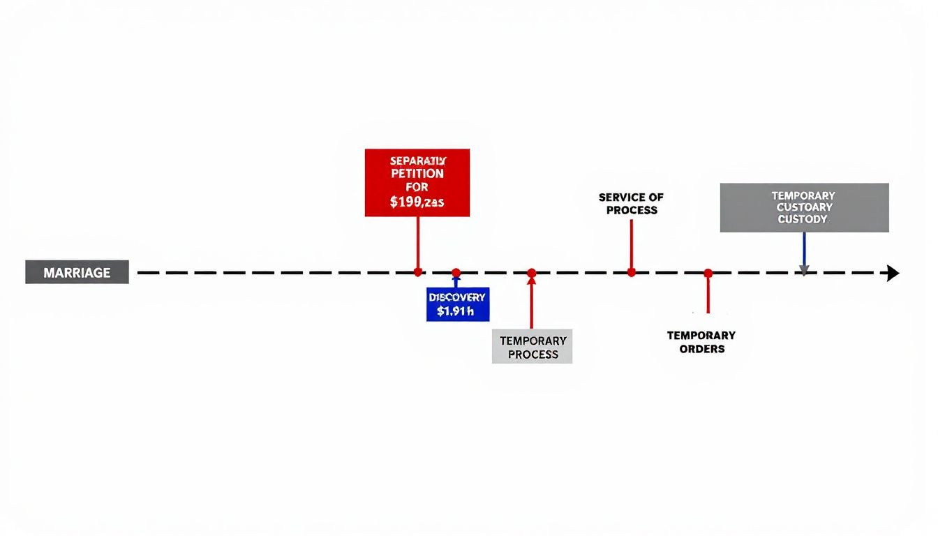 A visual representation of the divorce timeline in Texas, illustrating key milestones.