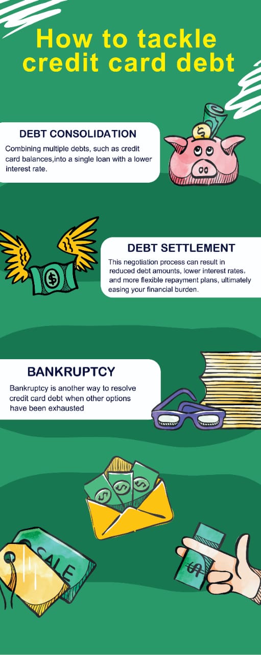Learn effective strategies to tackle credit card debt with this helpful infographic.