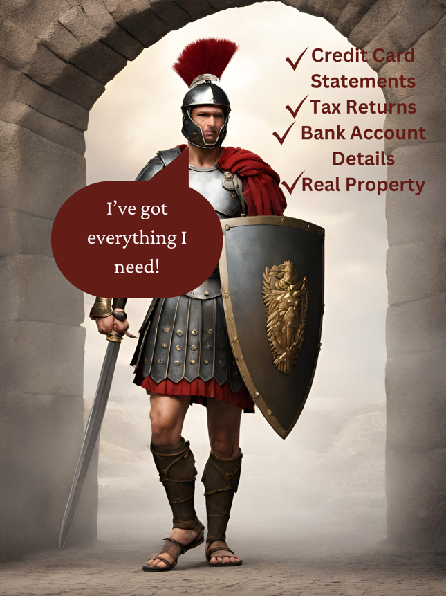 A spartan brandishing a shield.