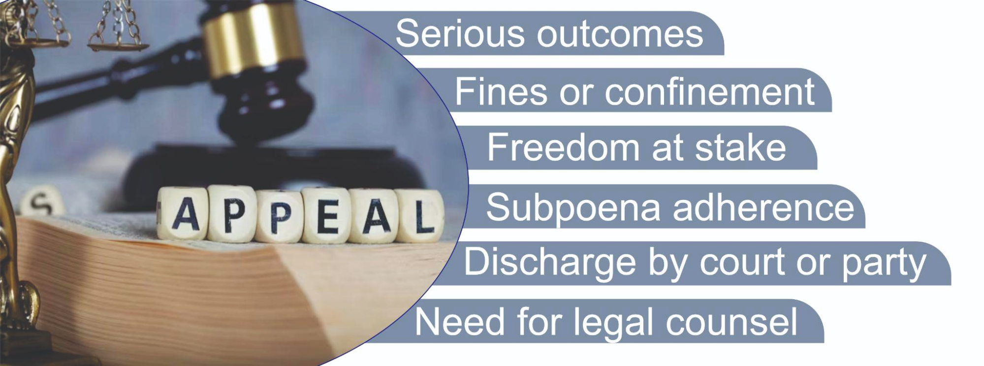 A wooden box with the words serious outcomes, fines and contempt of court.
