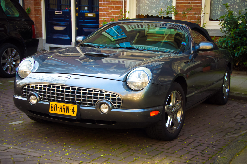 Amsterdam 4 May 2017: Eleventh Generation Ford Thunderbird - Classic american car parked. Performance Car - personal luxury coupe built by Ford. Classic Ford Thunderbird -large personal oldtimer vehicle repossession laws in texas