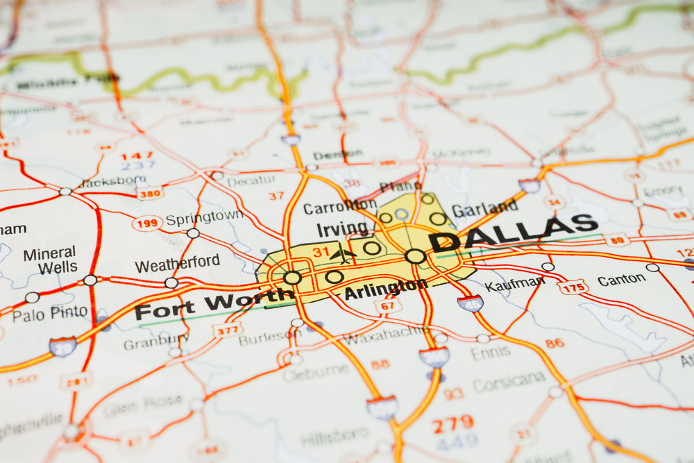 Dallas on USA map travel background searching for bankruptcy attorney near me