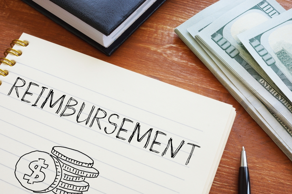 Reimbursement is shown using a text and photo of dollars
