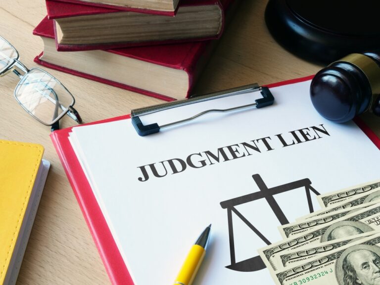 Judgment lien is shown using a text
