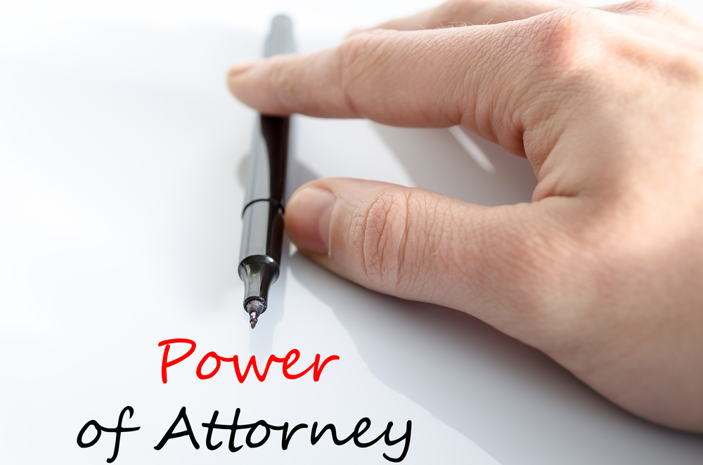 Power of attorney text concept isolated over white background