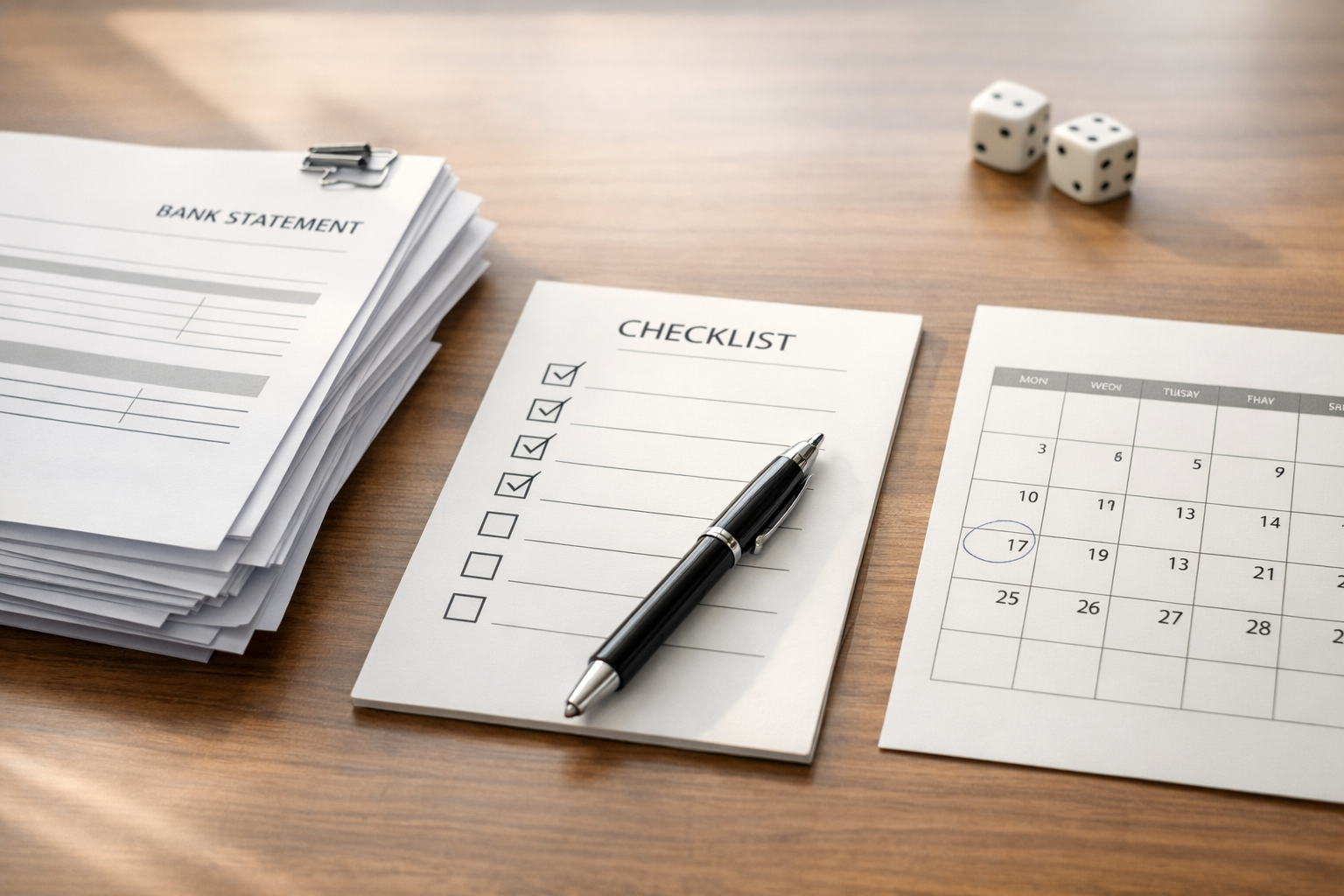 Bank statements and credit card records organized to build a transaction timeline for a Texas gambling debt bankruptcy case