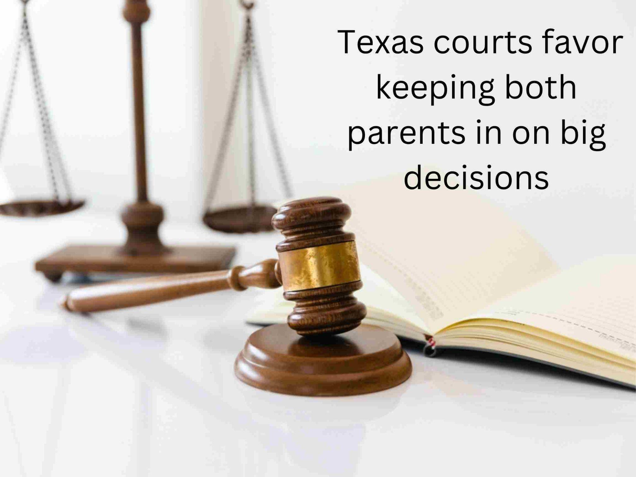 Judges' gavels with legal scales in the background: highlighting Texas courts' approach to co-parenting 