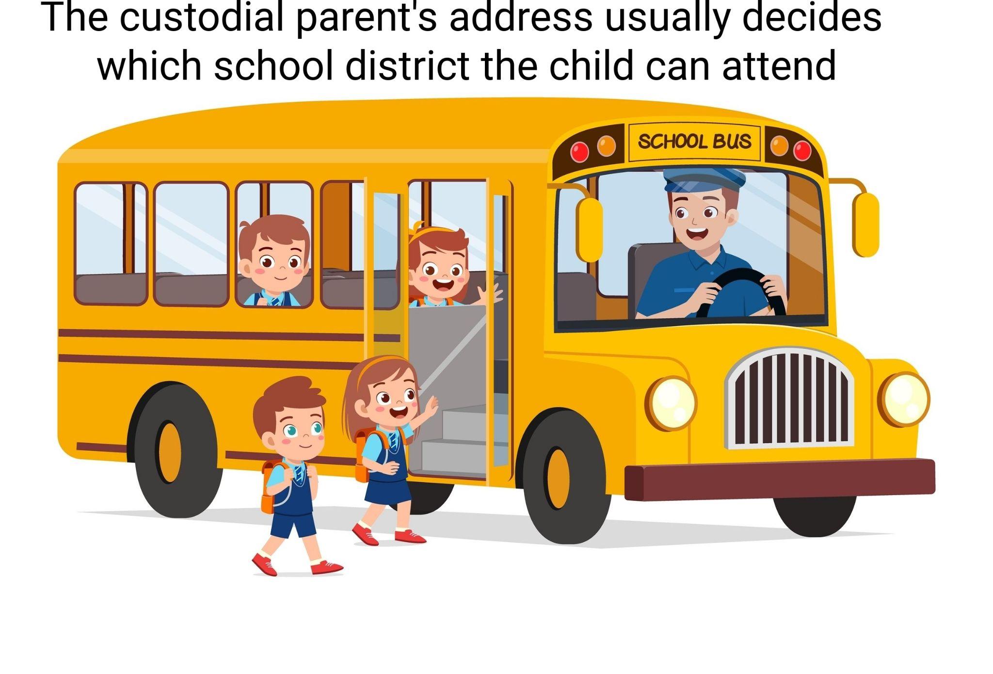 Children boarding a school bus as a driver greets them