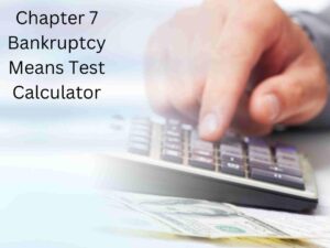 Person using a chapter 7 bankruptcy means test calculator to evaluate finances.