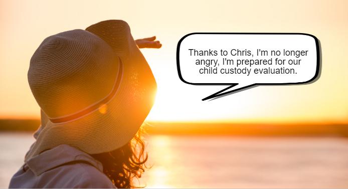 A person wearing a hat gazes at the sunset, a speech bubble