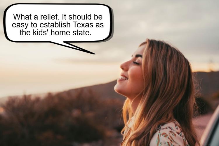 A woman standing outdoors at sunset smiles with eyes closed. A speech bubble says, "What a relief. 